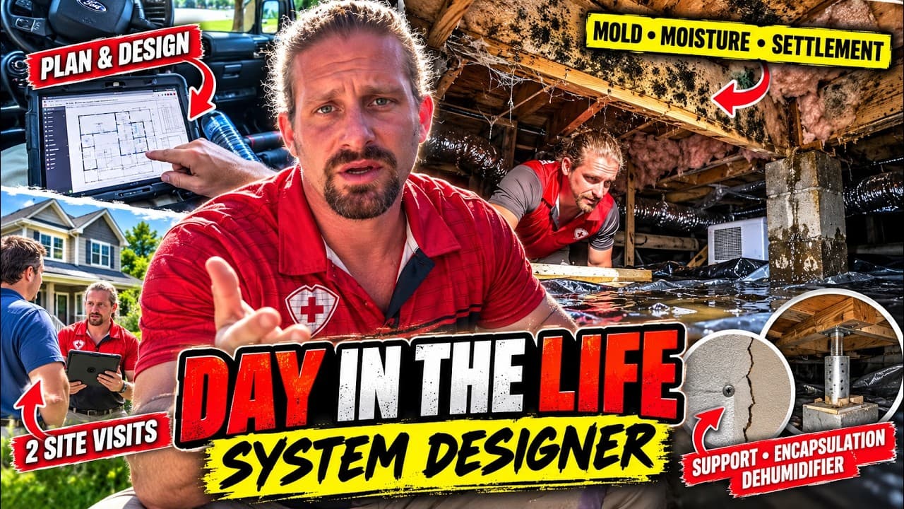 A Day in the Life of a System Designer, Crawl Space Mold, Moisture & Sagging Floors, HydroHelp911. Video preview.