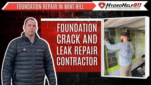 Foundation Repair in Mint Hill, NC: Foundation Crack and Leak Repair. Video preview.