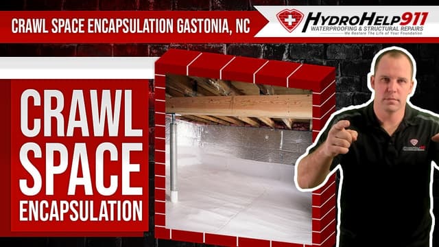 Crawl Space Encapsulation in Gastonia, NC: Repair, Vapor Barrier and Insulation. Video preview.