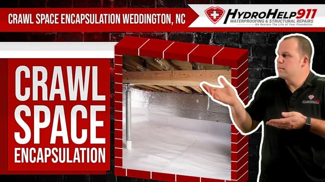 Crawl Space Encapsulation in Weddington, NC: Repair, Vapor Barrier and Insulation. Video preview.