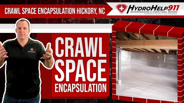 Crawl Space Encapsulation in Hickory, NC: Repair, Vapor Barrier and Insulation. Video preview.