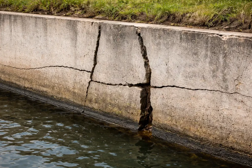 cracked seawall